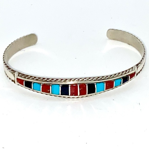 Zuni Inlay Cuff Bracelet! - Picture 7 of 11